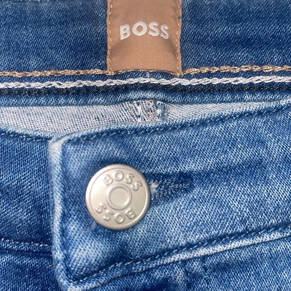 HUGO BOSS Raw Hem Ankle Crop Slim Leg Jeans In Bright Blue Women's size 30 - Picture 2 of 8